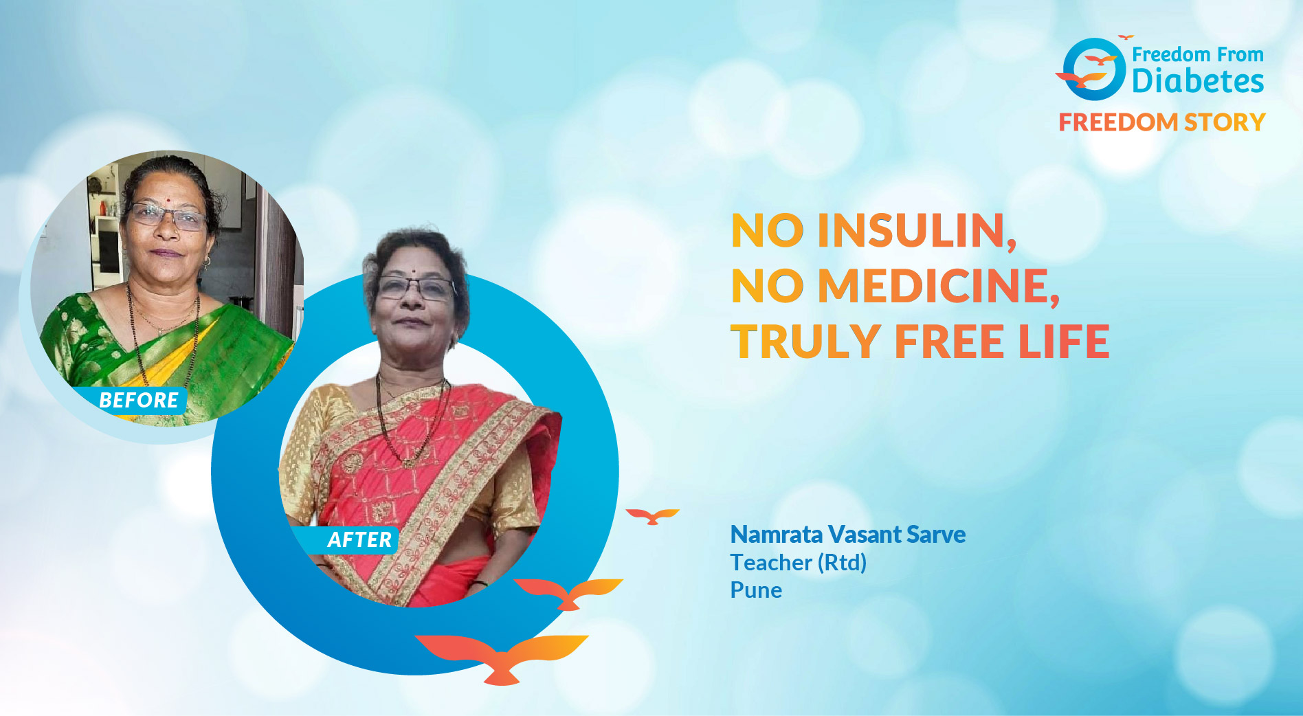 Namrata Vasant Sarve, 63 years, Teacher (Rtd), Pune, India, insulin, medicine
