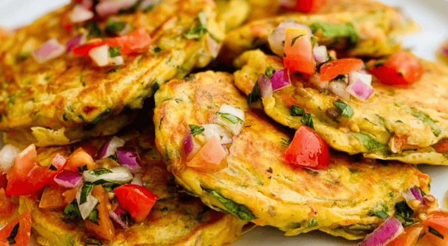 Mixed dal pancakes with vegetables